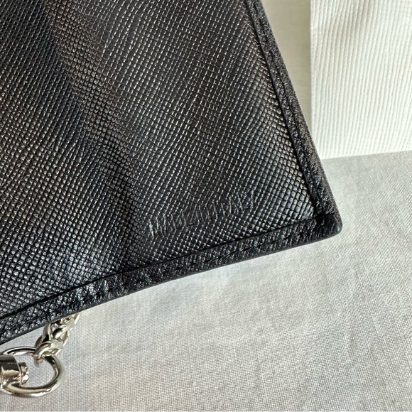 PRADA Black Saffiano Leather Compact wallet Crossbody - Picture 7 of 16